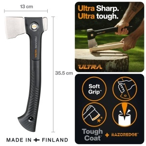 Fiskars Ultra Universalaxt U14 Topor Compact 355 cm ToughCoat Negru - Img 2