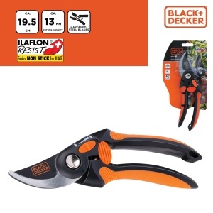 Foarfeca de gradina BLACKDECKER Bypass lame din otel maner ergonomic negruportocaliu - Img 6