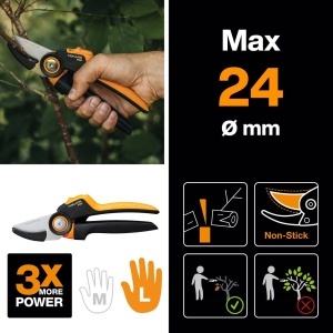 Foarfeca de gradina Fiskars X-series PowerGear P941, pentru ramuri uscate, negruportocaliu - Img 2
