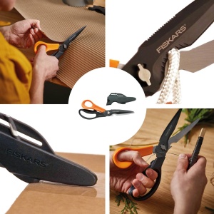 Foarfeca multifunctionala Fiskars Cuts More 1000809 23 cm lame detasabile acoperire titan negruportocaliu - Img 2