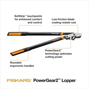 Foarfeca pentru crengi Fiskars PowerGear2 394801, 81 cm, lame otel, negruportocaliu - Img 2