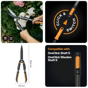 Foarfeca pentru gard viu Fiskars OneClick, 340g, otel, negruorange - Img 2