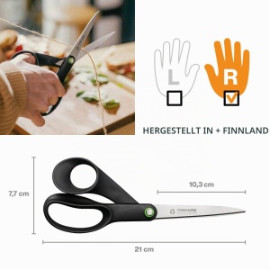Foarfeca universala Fiskars ReNew, 21 cm, neagra, din otel reciclat - Img 2