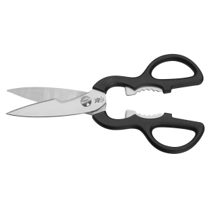 Foarfece de bucatarie WMF 21 cm, foarfece de uz casnic cu margine de ferastrau, foarfece de bucatarie, otel inoxidabil, maner din plastic, foarfece universale cu deschizator de sticle - Img 3