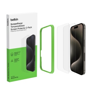 Folie sticla securizata Belkin ScreenForce pentru iPhone 15 Pro, 2 bucati