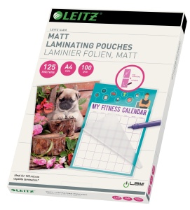 Folii de laminare Leitz A4 Matt 125 mic, 100 bucati, transparente, rezistente