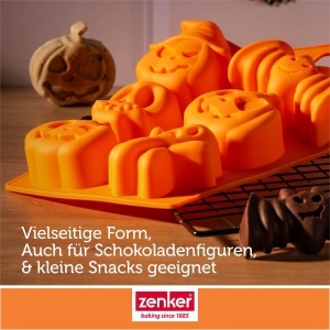 Forma de copt Halloween Zenker Mini-Dovleac, 6 forme, silicon, portocalie - Img 8
