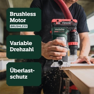 Freza de margine Metabo FMV 18 LTX BL 8, Motor Brushless, 68 mm - Img 2