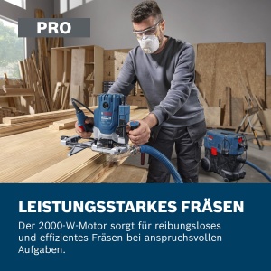 Freza electrica Bosch Professional GOF 20-12, 2000W, cu sistem de aspiratie - Img 2