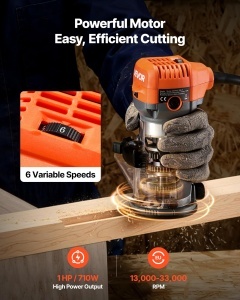 Freza manuala VEVOR 710W, 6 viteze variabile, cu baza fixa si inclinabila - Img 2