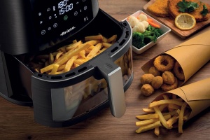 Friteuza cu aer Ariete 4630 9 l, 1500 W, capacitate 9 l, 8 programe, functie grill, pana la 3,5 kg prajituri, temperatura pana la 200 degC, cos transparent, negru - Img 4