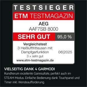 Friteuza cu aer cald AEG 8000 AAF7SB, 6,9 L, 10 programe, negru - Img 2