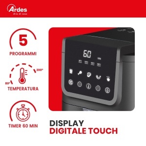Friteuza cu aer cald Ardes FRIGGISANA INFINITY 5L, digitala, 5 programe, design compact - Img 5