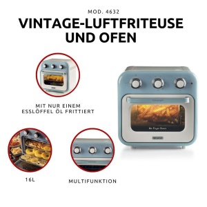 Friteuza cu aer cald Ariete Vintage 4632, 16L, 1400W, albastru - Img 3