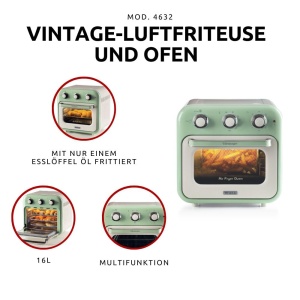 Friteuza cu aer cald Ariete Vintage 4632, 16L, 1400W, Verde - Img 3