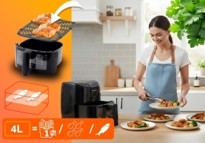 Friteuza cu aer cald Berdsen 4L, 1500W, 8 programe, touchscreen - Img 6