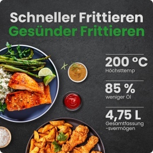 Friteuza cu aer cald Chefman TurboFry Touch 475L Control Digital One-Touch Inox - Img 2