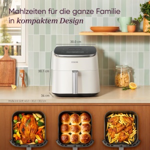 Friteuza cu aer cald Cosori TurboBlaze 9-in-1, 6L, 64 economie energie, Alb - Img 7