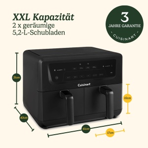 Friteuza cu aer cald Cuisinart XXL 10.4L, 2400W, 2 camere de 5.2L - Img 10