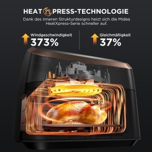 Friteuza cu aer cald Midea XXL AirFryer 85L NegruRose Gold Tehnologie HeatXpress - Img 6