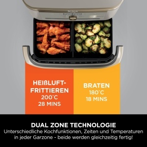 Friteuza cu aer cald Ninja Foodi FlexDrawer, 10,4 L, Dual Zone, Stone Gold - Img 6