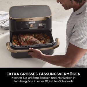 Friteuza cu aer cald Ninja Foodi FlexDrawer AF500EUCP, 10.4L, Negru Cupru - Img 4