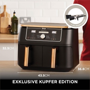 Friteuza cu aer cald Ninja Foodi MAX Dual Zone, 9,5 L, 6-in-1, CupruNegru - Img 3