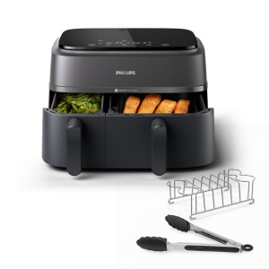 Friteuza cu aer cald Philips Airfryer 3000 Series NA35003, 9L, 2 cosuri, tehnologie RapidAir