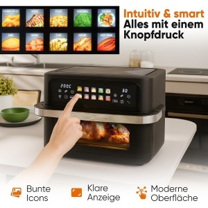 Friteuza cu aer cald ProfiCook PC FR 1313 H, 10L, 2400W, Touch-Display - Img 5