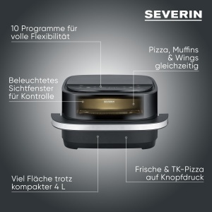 Friteuza cu aer cald Severin S-Fry FR 2464 4L 2100W NegruArgintiu 10 programe presetate - Img 2