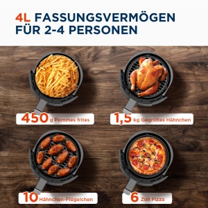 Friteuza cu aer Midea Air Fryer 4L XL cu ecran tactil LED, [35-200degC|8 functii de gatit|Sigur pentru masina de spalat vase|41 Retete]Coacere, gratar, dezghetare, agitare Alarma Tehnologia HeatXpress cu 90% mai putin ulei - Img 8