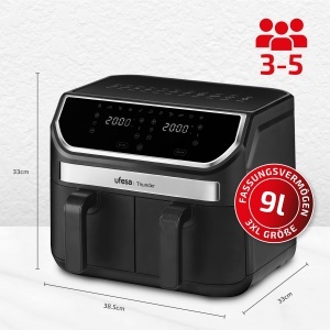Friteuza cu aer Ufesa Thunder 2 camere, 11 programe, 9 litri, 2 compartimente mari de prajire, 2 zone de gatit independente, 1700W, control digital, acoperire antiaderenta, exclusiv - Img 6