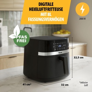 Friteuza digitala Tristar, capacitate 8L, 2000W, ecran tactil LED, 7 programe + manual, preincalzire, mentinere la cald, memento shaker, acoperire antiaderenta fara PFAS, FR-9418 - Img 2