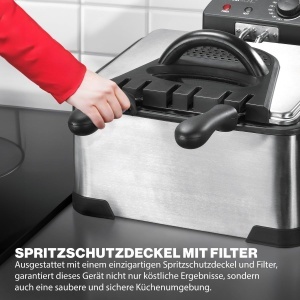 Friteuza dubla Clatronicr 2 cosuri de prajit si 1 cos mare de prajit Capacitate pentru uleigrasime de 4 litri Termostat cu reglare continua pana la 19 - Img 6
