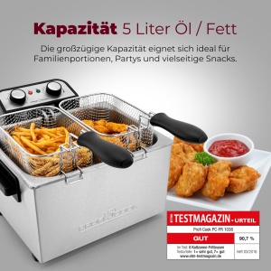 Friteuza dubla ProfiCookr Friteuza cu 2 cosuri mici si 1 mare Friteuza dubla cu tehnologie de zona rece Friteuza cu capacitate de 5L si recipient deta - Img 2