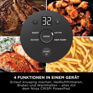 Friteuza portabila Ninja CRISPi 38L 4-in-1 Air Fry Fry Keep Warm Recrisp 6 portii 2x recipiente si capace de sticla detasabile 1700W Stone Gold FN101E - Img 8