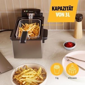 Friteuza Tristar din otel inoxidabil, capacitate 3L, control temperatura pana la 190degC, zona rece, piese sigure pentru masina de spalat vase, carcasa Cool Touch, usor de curatat, FR-9326 - Img 3