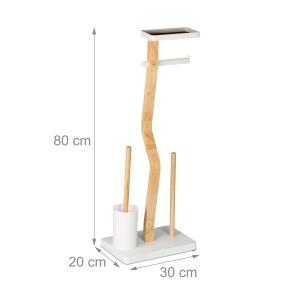Garnitura WC Relaxdays, Bambus, 80 x 30 x 20 cm, cu suport pentru hartie si periuta - Img 4