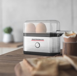 GASTROBACK Mini Egg Cooker 3 oua incl Egg Sticker Egg Cooker - Cazan de oua Aragaz de oua - Suport pentru oua pentru gatit - Oua perfect fierte pentru - Img 2