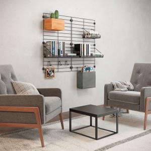 Geanta textila Mural Line 24x9x21 cm gri cadru metalic robust - Img 4