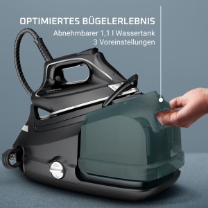 Generatorul de abur Rowenta DG9610 Eco Steam Pro | 2800 wati | 7.6 bar | Debit de abur de 140 g/min. | Explozie: 460 g/min | Design ecologic | Tehnologie Silence | Capacitate de 1,1 litri | Negru/Eucalipt - Img 6