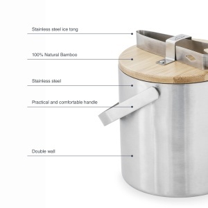 Gheata cu capac Lacor 65514, inox, 1.3L, cu capac din bambus - Img 4
