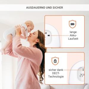 Gigaset Baby 100 Audio - Monitor audio pentru bebelusi cu tehnologie DECT - Comunicare bidirectionala securizata - Raza de actiune de 300 m - Cronometru de hranire - Senzor de temperatura - Lumina de noapte - Afisaj de sunet pe 3 niveluri, gri cald - Img 5