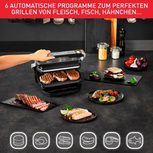 Gratar de contact Tefal OptiGrill & Bake cu tava de copt, 6 programe, indicator de nivel de gatit, placi detasabile, gratar electric, otel inoxidabil, GC714D10 - Img 2