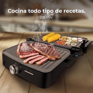 Gratar electric Cecotec RocknGrill 2000, 2000W, deschidere 180, antiaderent - Img 3