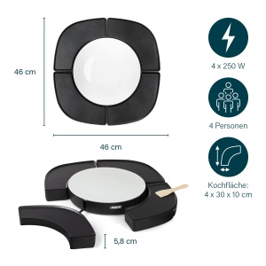 Gratar Electric Princess 103070 Dinner4all Circle - 4 Placi Grill, 1000 W, Negru - Img 3