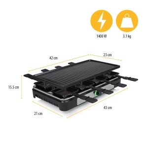 Gratar electric Raclette Tristar RA-2746, pentru 8 persoane, 1400 W, termostat reglabil, negru - Img 8