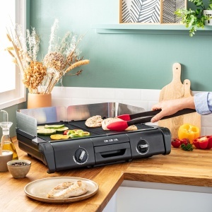Gratar electric Tefal BBQ Family TG800N10 2400W 2 suprafete independente negruargintiu - Img 8