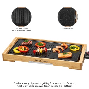 Gratar Teppanyaki ProfiCook Suprafata gratarului aprox 51 x 25 cm Gratar la masa 2200 wati termostat reglabil Placa de gratar cu acoperire antiaderent - Img 2