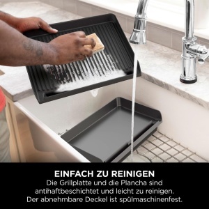 Grill electric Ninja Sizzle GR101EU, 260C, antiaderent, gri - Img 9